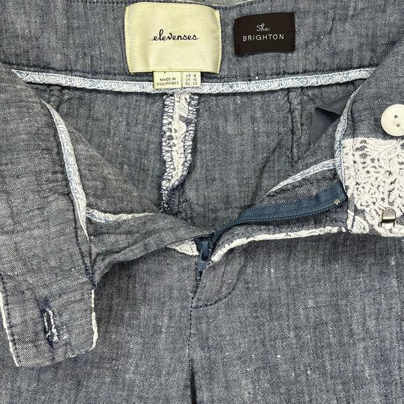 Elevenses The Brighton Anthropologie Women’s Blue Linen Blend Lace Wide Pants 6 - Picture 6 of 6